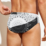 Black And White Yin Yang Mandala Print Men's Swim Briefs