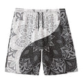 Black And White Yin Yang Mandala Print Men's Swim Trunks