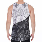 Black And White Yin Yang Mandala Print Men's Velvet Tank Top