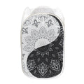 Black And White Yin Yang Mandala Print Mesh Laundry Hamper