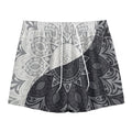 Black And White Yin Yang Mandala Print Mesh Shorts