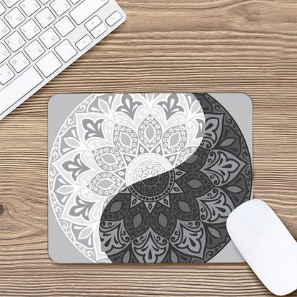 Black And White Yin Yang Mandala Print Mouse Pad