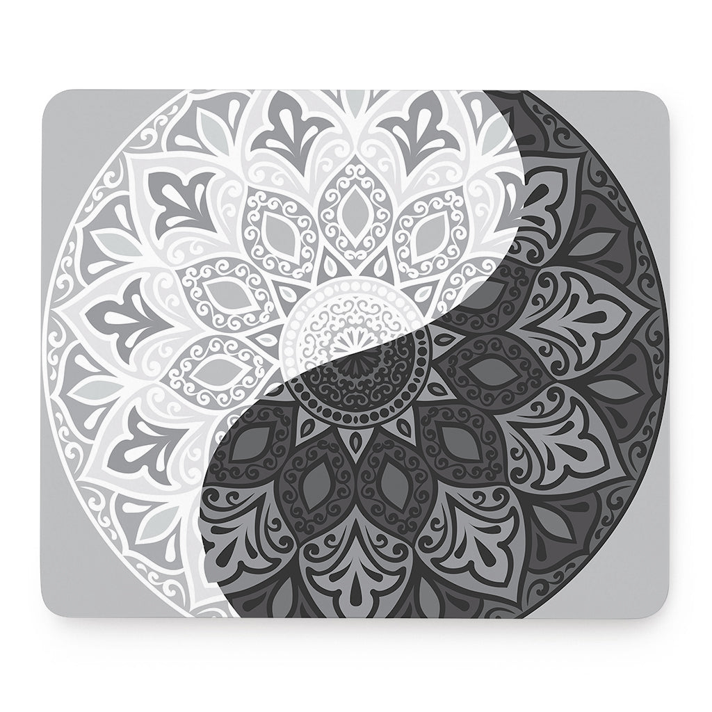 Black And White Yin Yang Mandala Print Mouse Pad