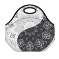 Black And White Yin Yang Mandala Print Neoprene Lunch Bag