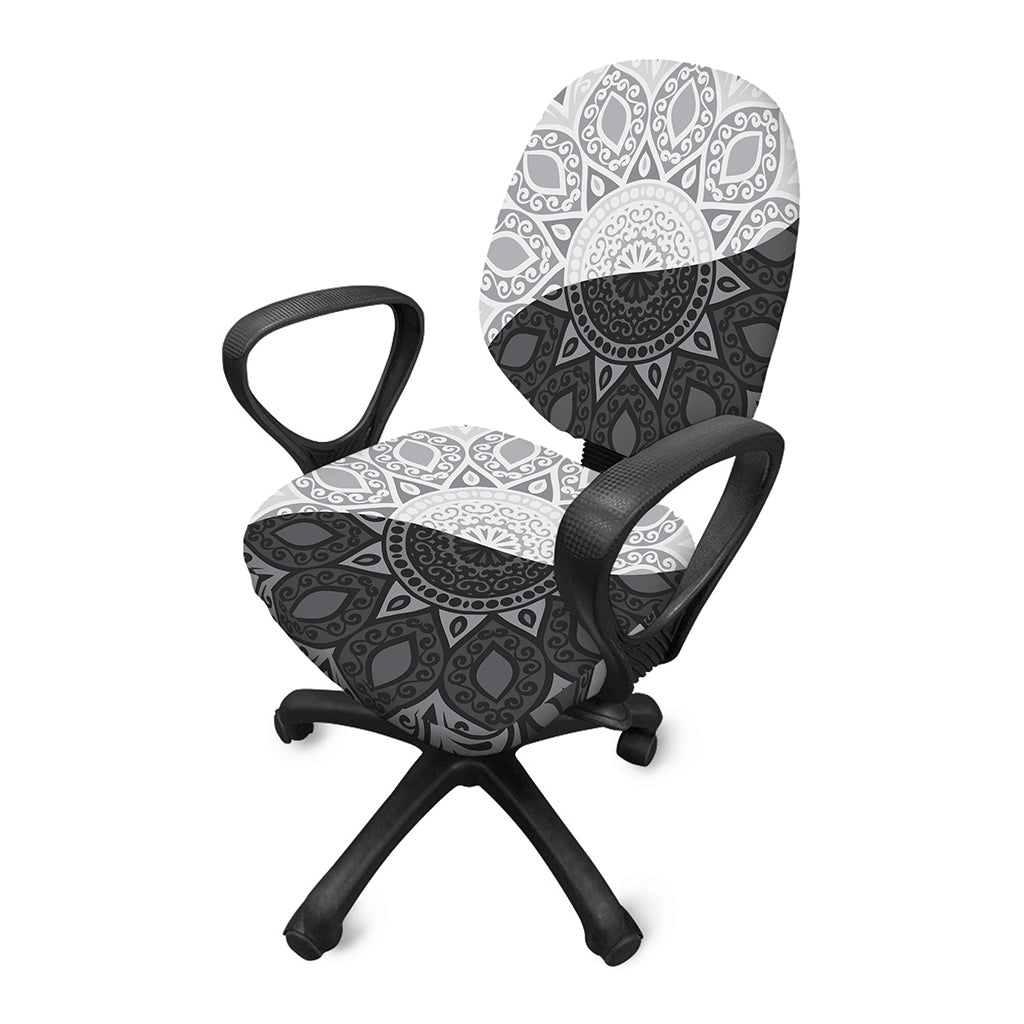Black And White Yin Yang Mandala Print Office Chair Cover