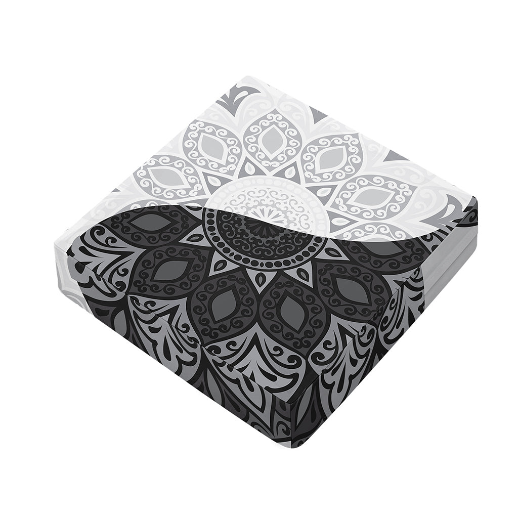 Black And White Yin Yang Mandala Print Outdoor Seat Cushion Cover
