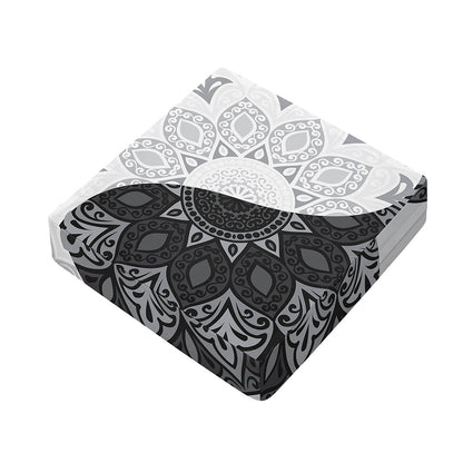 Black And White Yin Yang Mandala Print Outdoor Seat Cushion Cover