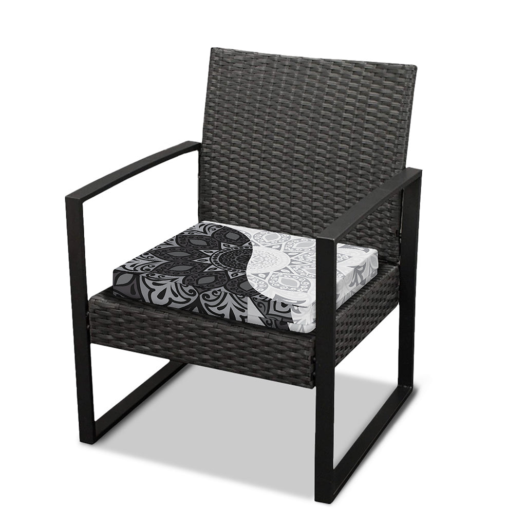 Black And White Yin Yang Mandala Print Outdoor Seat Cushion Cover
