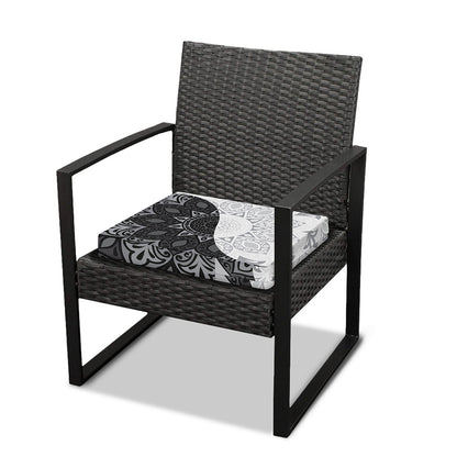 Black And White Yin Yang Mandala Print Outdoor Seat Cushion Cover