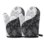 Black And White Yin Yang Mandala Print Oven Mitts