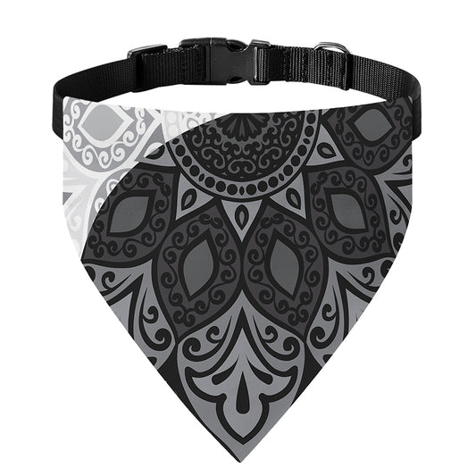 Black And White Yin Yang Mandala Print Over The Collar Dog Bandana