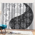 Black And White Yin Yang Mandala Print Pencil Pleat Curtains