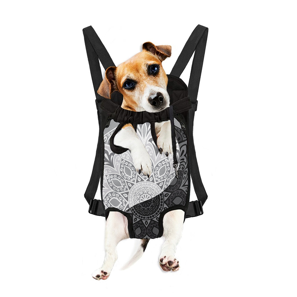 Black And White Yin Yang Mandala Print Pet Carrier Backpack