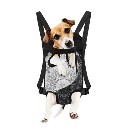 Black And White Yin Yang Mandala Print Pet Carrier Backpack