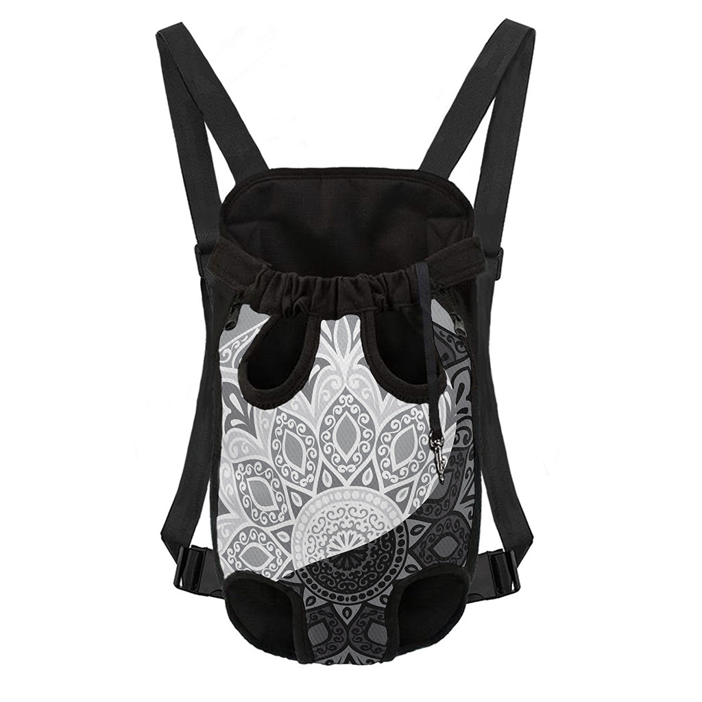 Black And White Yin Yang Mandala Print Pet Carrier Backpack
