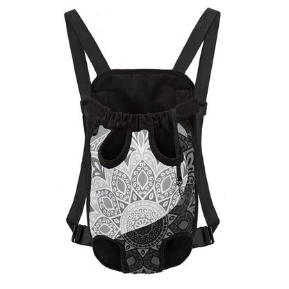 Black And White Yin Yang Mandala Print Pet Carrier Backpack
