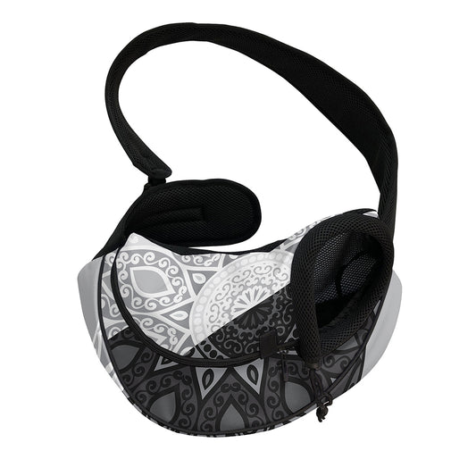 Black And White Yin Yang Mandala Print Pet Sling Carrier