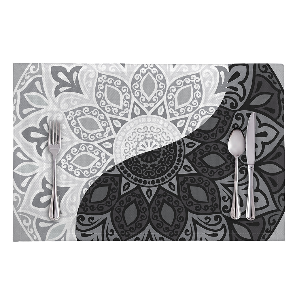 Black And White Yin Yang Mandala Print Placemat