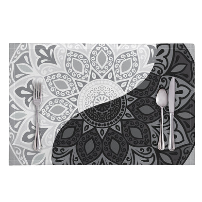 Black And White Yin Yang Mandala Print Placemat
