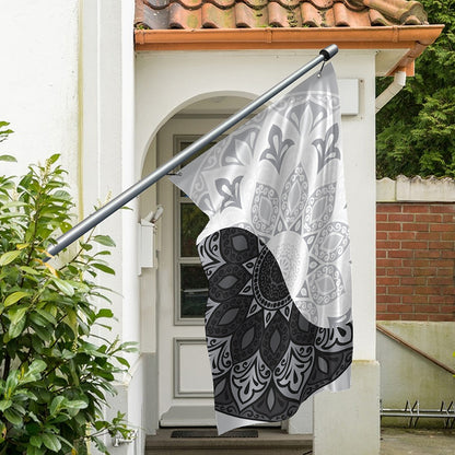Black And White Yin Yang Mandala Print Polyester Flag