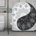 Black And White Yin Yang Mandala Print Polyester Shower Curtain
