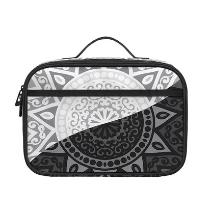 Black And White Yin Yang Mandala Print Portable Lunch Bag