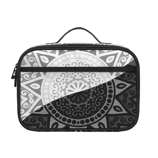 Black And White Yin Yang Mandala Print Portable Lunch Bag