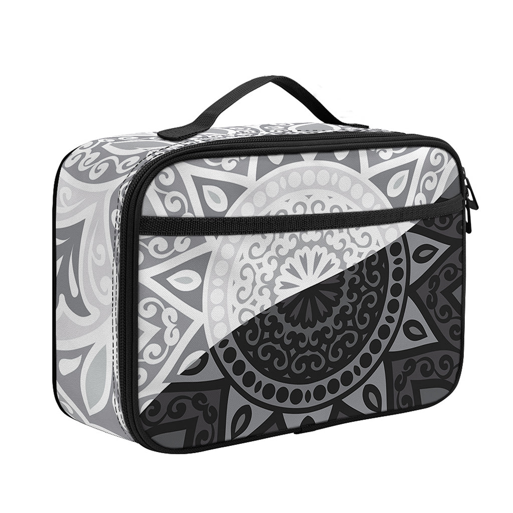 Black And White Yin Yang Mandala Print Portable Lunch Bag