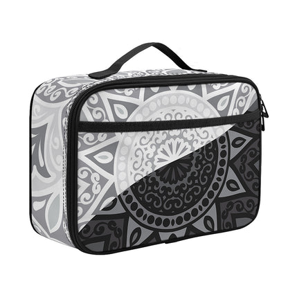 Black And White Yin Yang Mandala Print Portable Lunch Bag