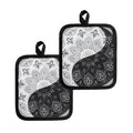 Black And White Yin Yang Mandala Print Pot Holders