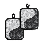 Black And White Yin Yang Mandala Print Pot Holders