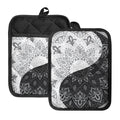 Black And White Yin Yang Mandala Print Pot Holders With Pocket