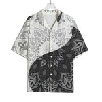 Black And White Yin Yang Mandala Print Rayon Hawaiian Shirt