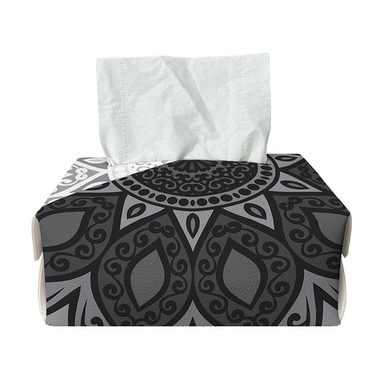 Black And White Yin Yang Mandala Print Rectangle Tissue Box Cover