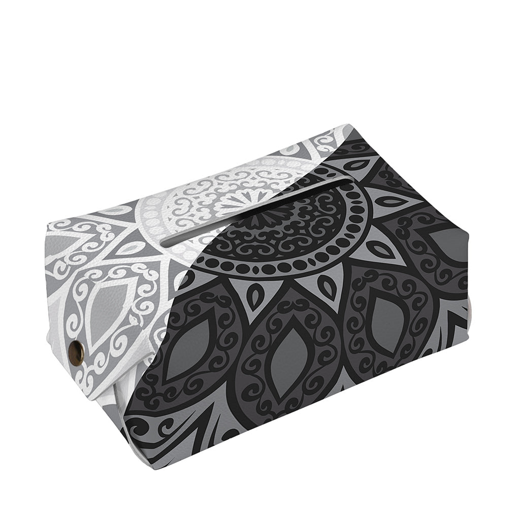 Black And White Yin Yang Mandala Print Rectangle Tissue Box Cover