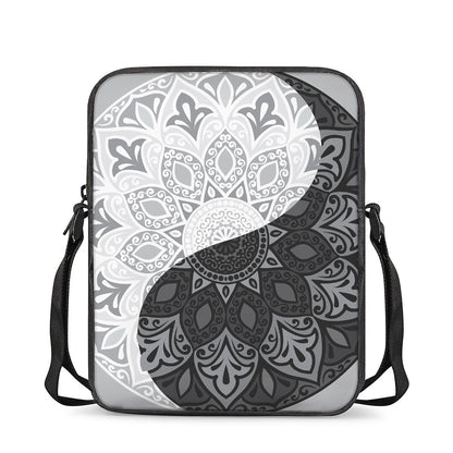 Black And White Yin Yang Mandala Print Rectangular Crossbody Bag