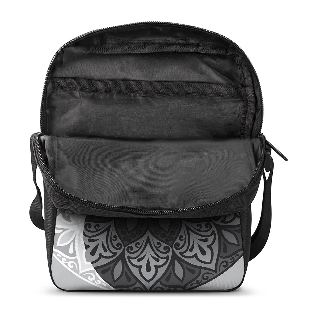 Black And White Yin Yang Mandala Print Rectangular Crossbody Bag