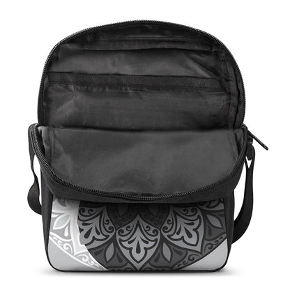 Black And White Yin Yang Mandala Print Rectangular Crossbody Bag