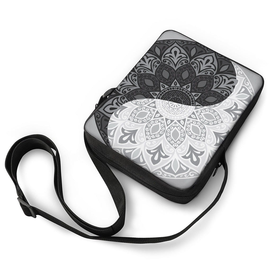 Black And White Yin Yang Mandala Print Rectangular Crossbody Bag