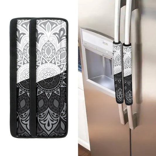 Black And White Yin Yang Mandala Print Refrigerator Handle Covers