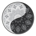 Black And White Yin Yang Mandala Print Round Floor Mat