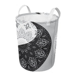 Black And White Yin Yang Mandala Print Round Laundry Basket