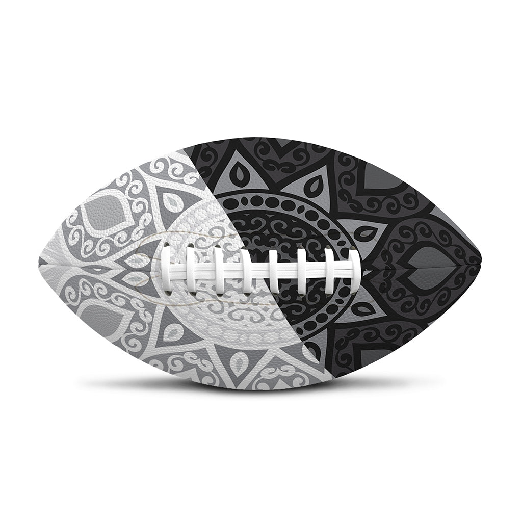 Black And White Yin Yang Mandala Print Rugby Ball