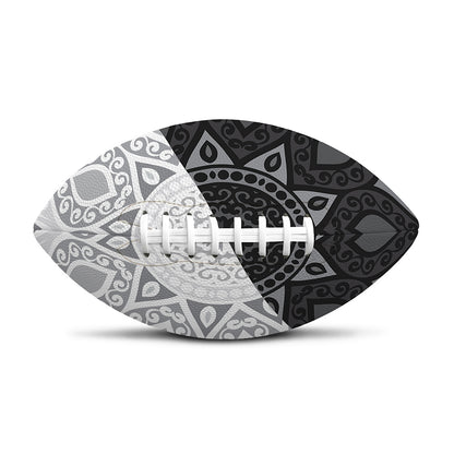 Black And White Yin Yang Mandala Print Rugby Ball