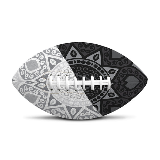 Black And White Yin Yang Mandala Print Rugby Ball