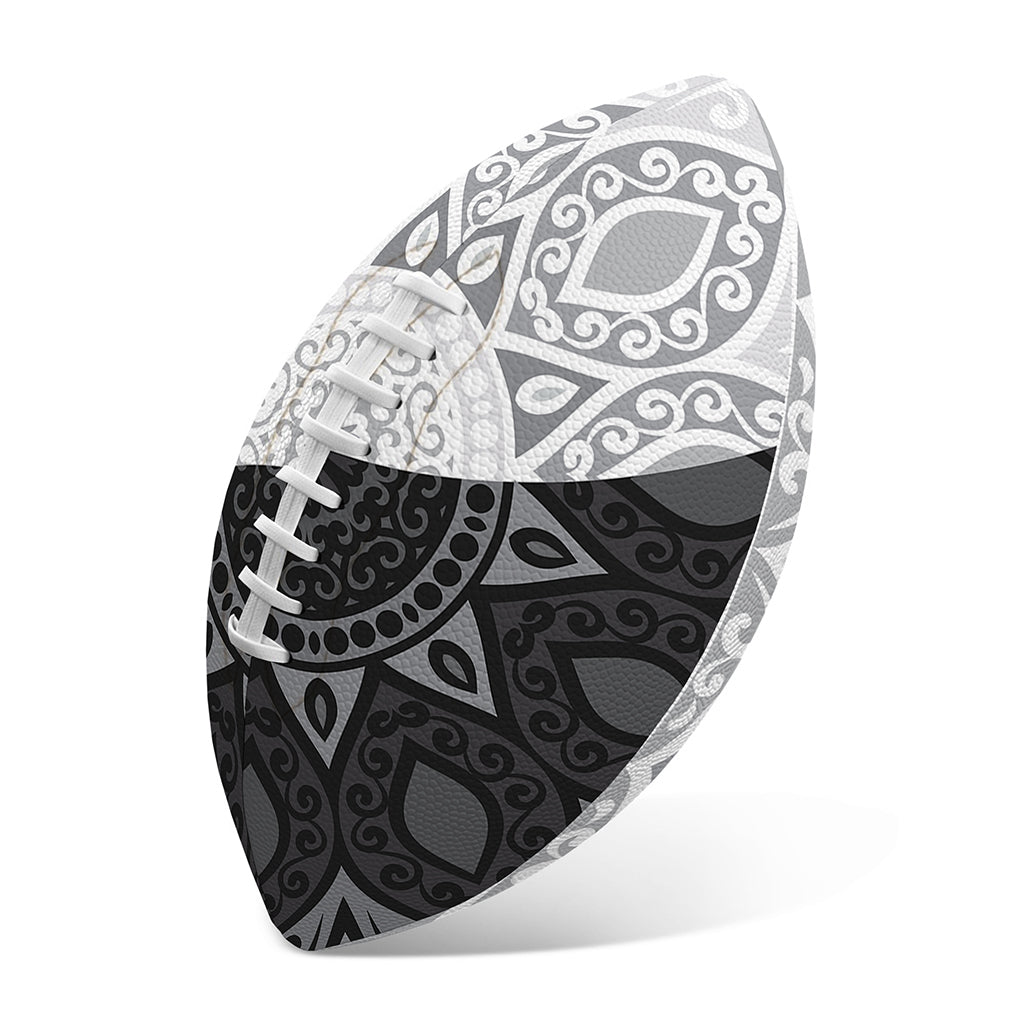 Black And White Yin Yang Mandala Print Rugby Ball