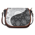 Black And White Yin Yang Mandala Print Saddle Bag