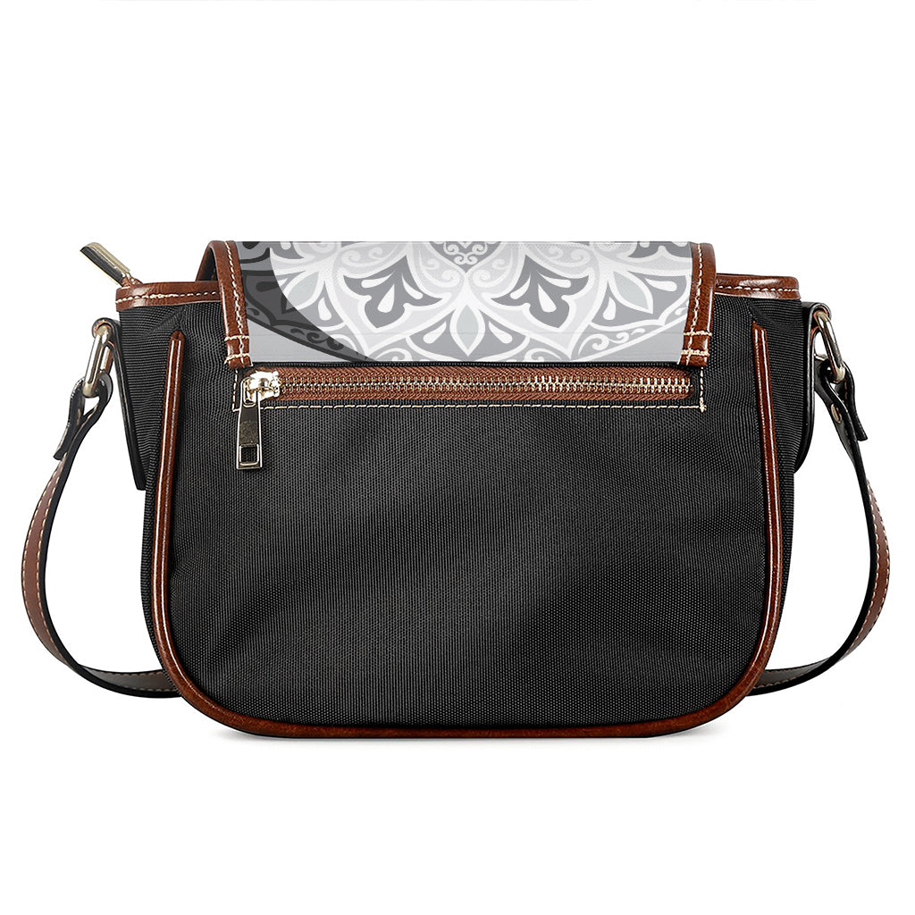 Black And White Yin Yang Mandala Print Saddle Bag