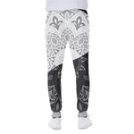 Black And White Yin Yang Mandala Print Scuba Joggers