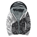 Black And White Yin Yang Mandala Print Sherpa Lined Zip Up Hoodie